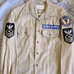 Women’s oversized Ralph Lauren button down. Military style.